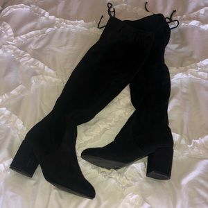 Black suede over the knee boots